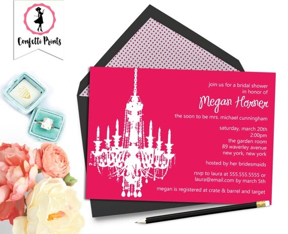 Bridal Shower Invitation | Bridal Shower Invite | Sweet Sixteen | Quinceanera | Birthday Invitation - CHIC CHANDELIER Printable Il_570xn