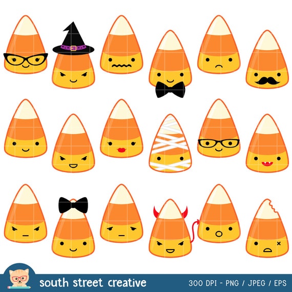 SALE! Candy Corn, Halloween, Kawaii | Cute Clipart, Vector Clip Art ...