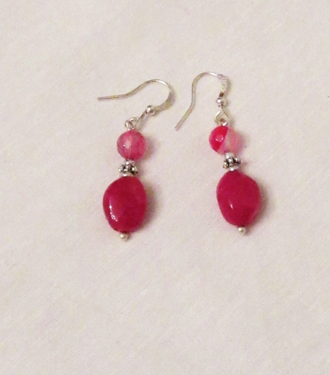 Jade Jewelry Pink Jade Earrings Handmade Pink Onyx Agate