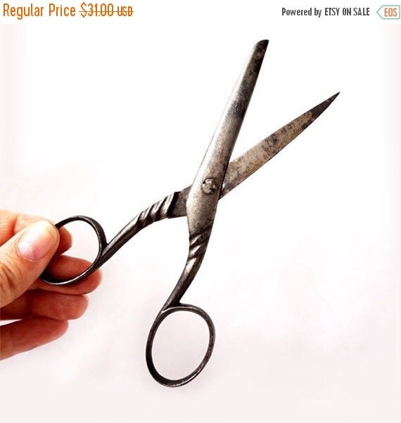 SALE Antique Sewing Scissors Vintage Metal by millyscollection