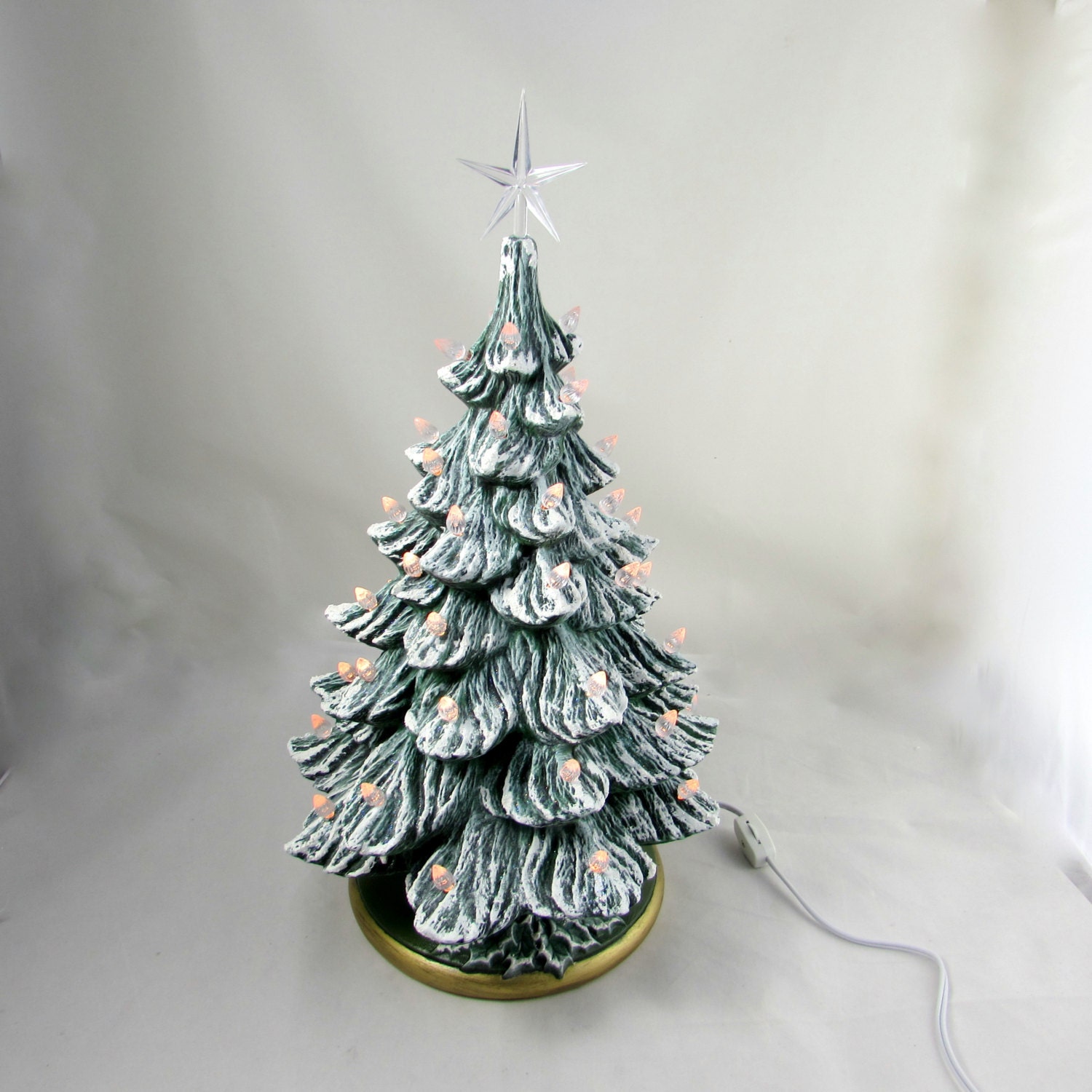 large ceramic frosty christmas tree with all white lights 16 large ceramic frosty christmas tree with all white lights 16