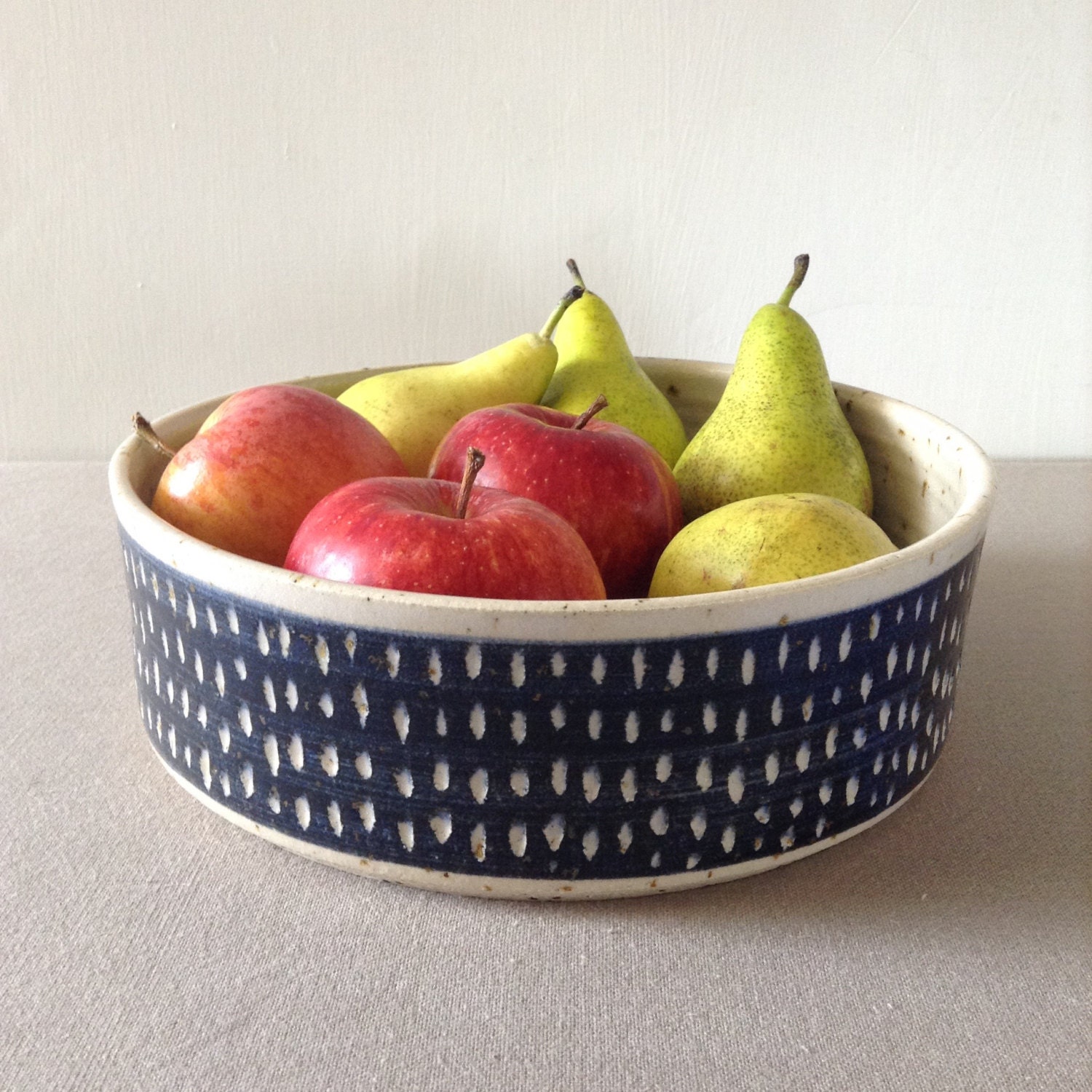 Modern Fruit Bowl Speckle Stoneware Clay with Blue by judeallman