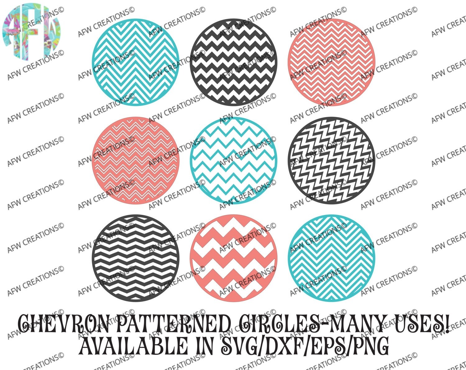 Digital Cut Files Chevron Pattern Circles with Border SVG