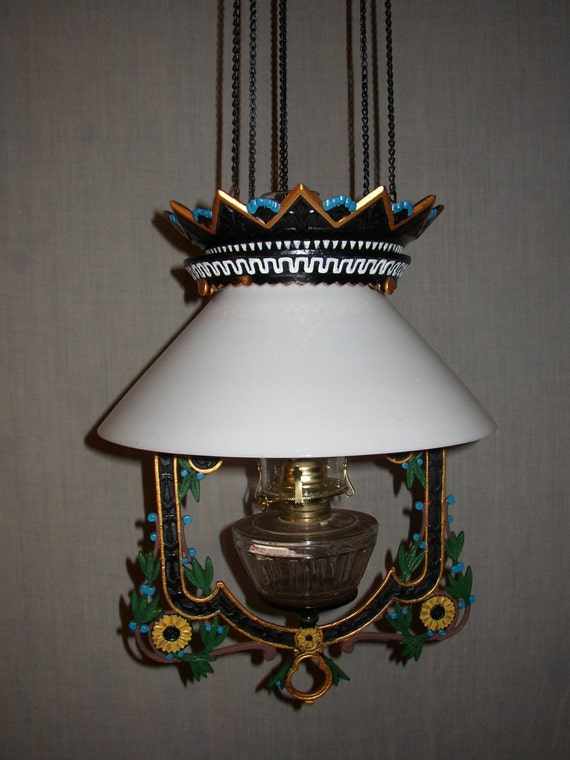 Cast Iron IRON HORSE Hanging Oil Lamp Hand