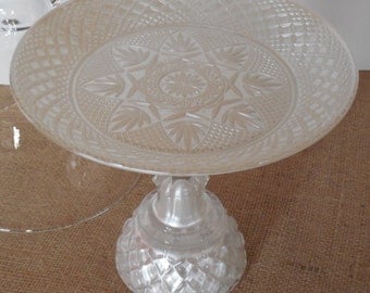 Glass cake stand / Small Cake Stand / White Cake Stand / Cupcake Stand / White Dessert Stand