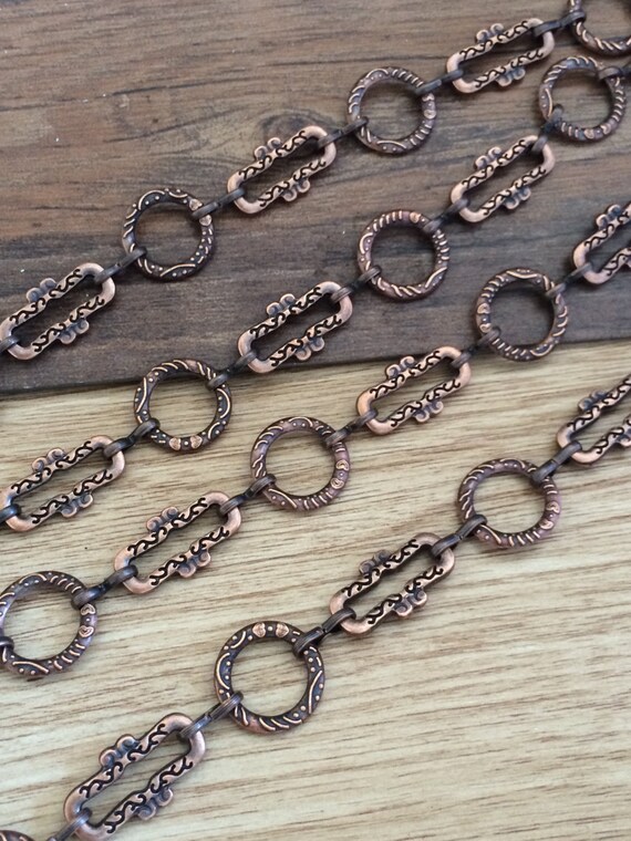 90cm antique red copper Necklace Chain Flower Chain For