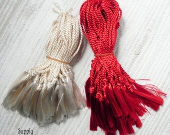 Tassel, Trims, Embellishments, Scrapbooking - 50 or 100 pieces - Your choice of red or ivory