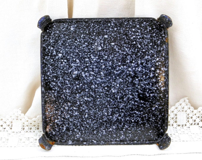 Antique French White Square Granite Enameled Metal Trivet, Heat Mat, Cottage Kitchenware, French Country Decor, Retro Brocante Kitchenailia Antique French White Square Granite Enameled Metal Trivet, Heat Mat, Cottage Kitchenware, French Country Decor, Retro Brocante Kitchenailia
