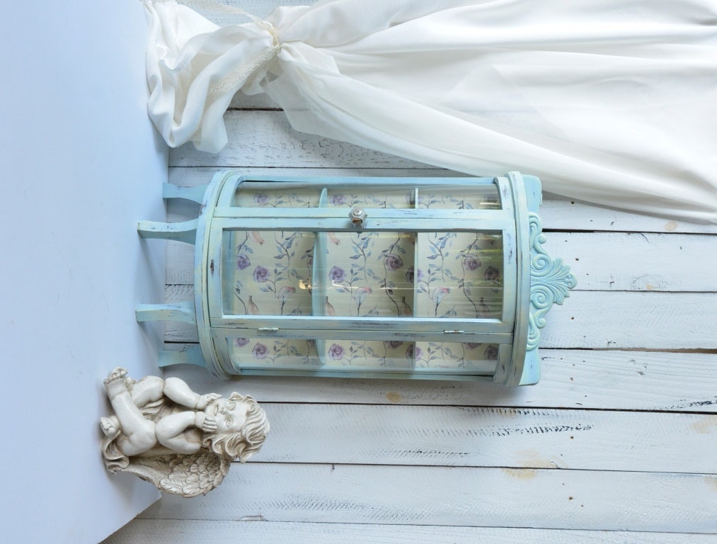 Shabby Chic Small Glass Display Case Display Curio