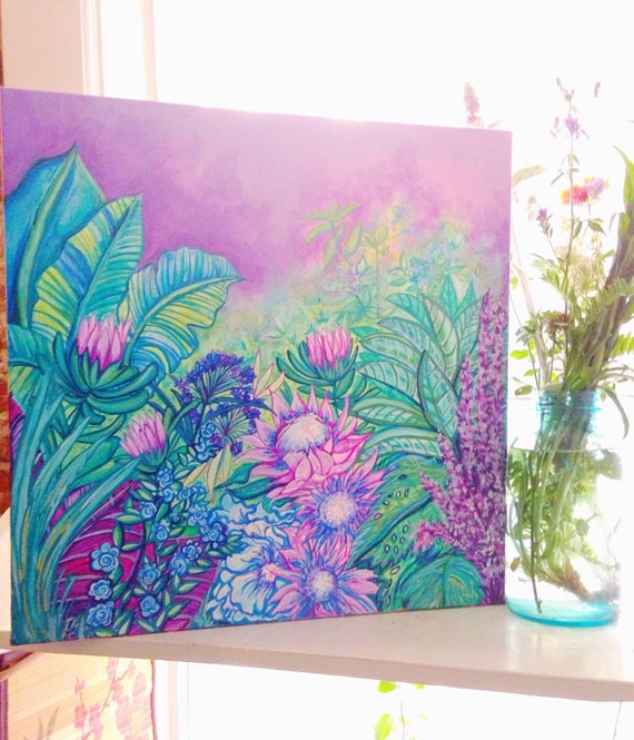 Original Art Painting Lush Botanical/ Floral/