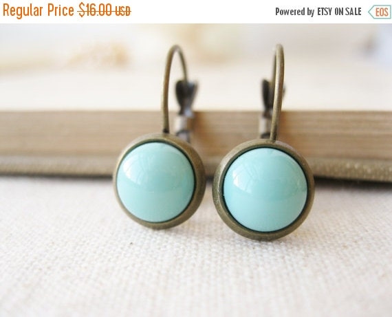Turquoise Earrings Vintage Cabochons By Dellabellaboutique