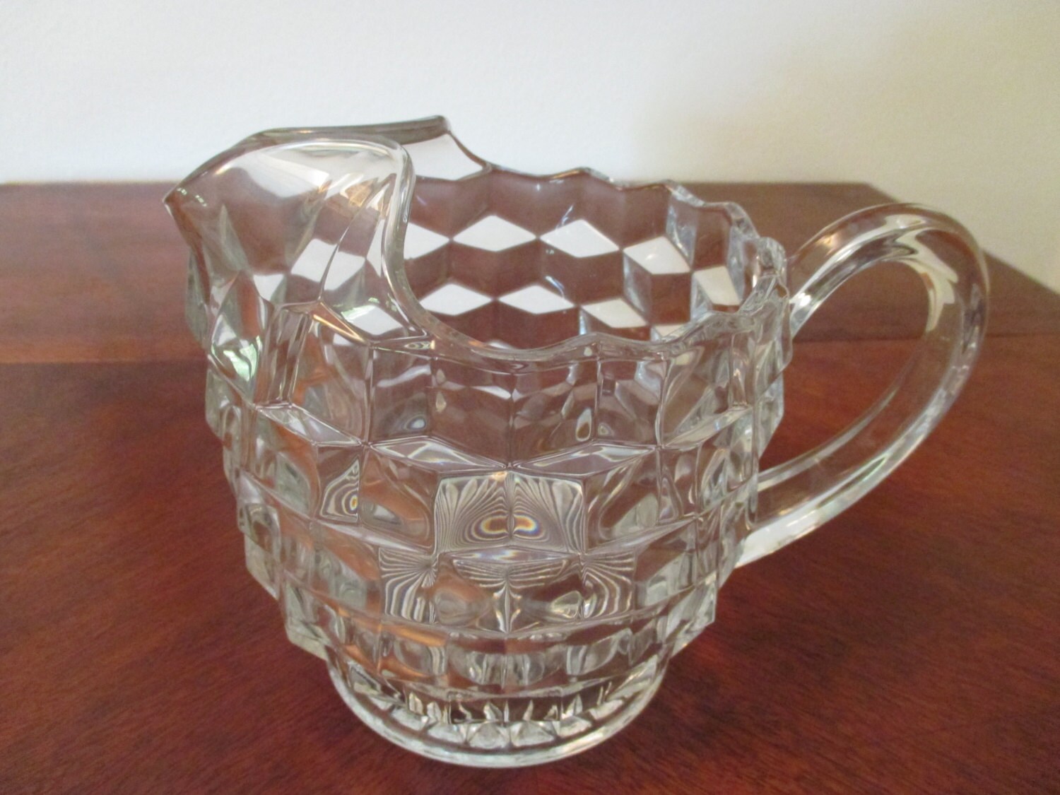 Vintage Fostoria Glass Serving Pitcher with Ice Lip Fostoria