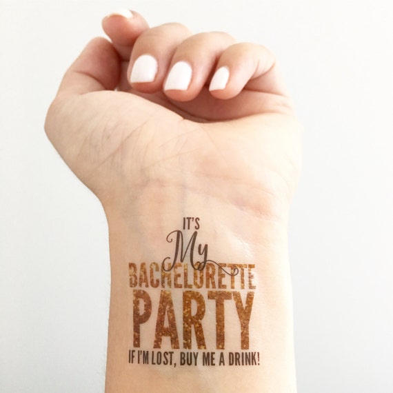 15 Custom Bachelorette Party Temporary Tattoos Pink Glitter