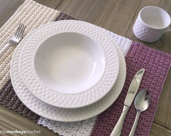 Crochet Pattern: Placemat (Color Block Placemat Crochet Pattern by Little Monkeys Crochet) PDF Crochet Placemat Pattern Instant Download