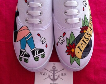 Hand Painted Roller Derby Plimsolls