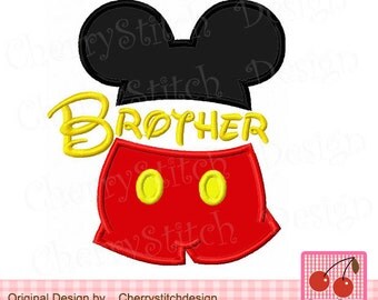 Brother,Big brother,Lil brother, Mouse head,Mickey Applique Design -for 4x4 5x5 6x6 inch-Machine Embroidery Design