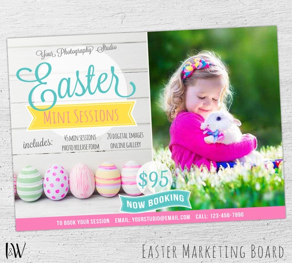 Easter Mini Session Marketing Board, Photoshop Template for Photographers, Photography Marketing Board, Easter Mini Session - 06-004 Il_570xn