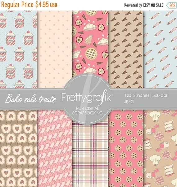 80% OFF SALE Bake sale treats digital paper, commercial use, scrapbook papers, background - PS524 Il_570xn