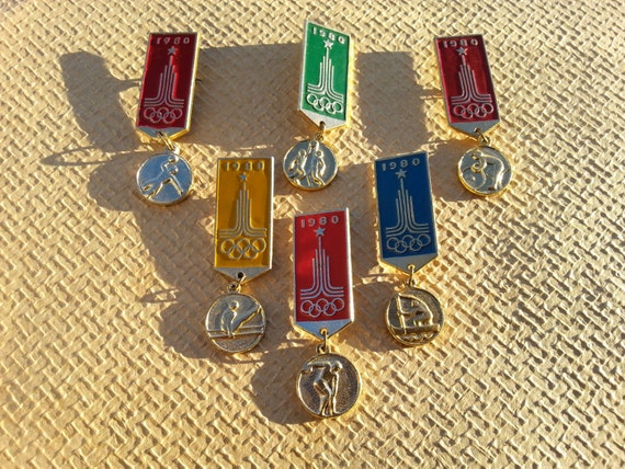 Olympic Pins Set Of 6 Soviet Vintage 1980 Summer Olympic