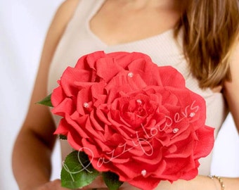 Bridal bouquet,bridesmaids bouquet,big rose,giant flower,wedding bouquet,paper flowers,paper flower rose