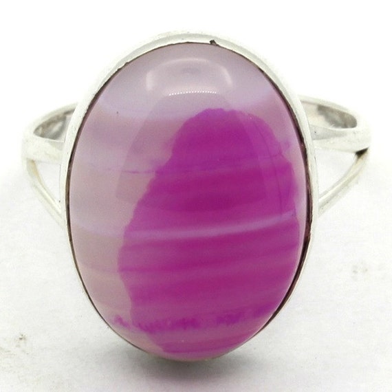 Awesome New Pink Banded Botswana Agate 925 Sterling Silver
