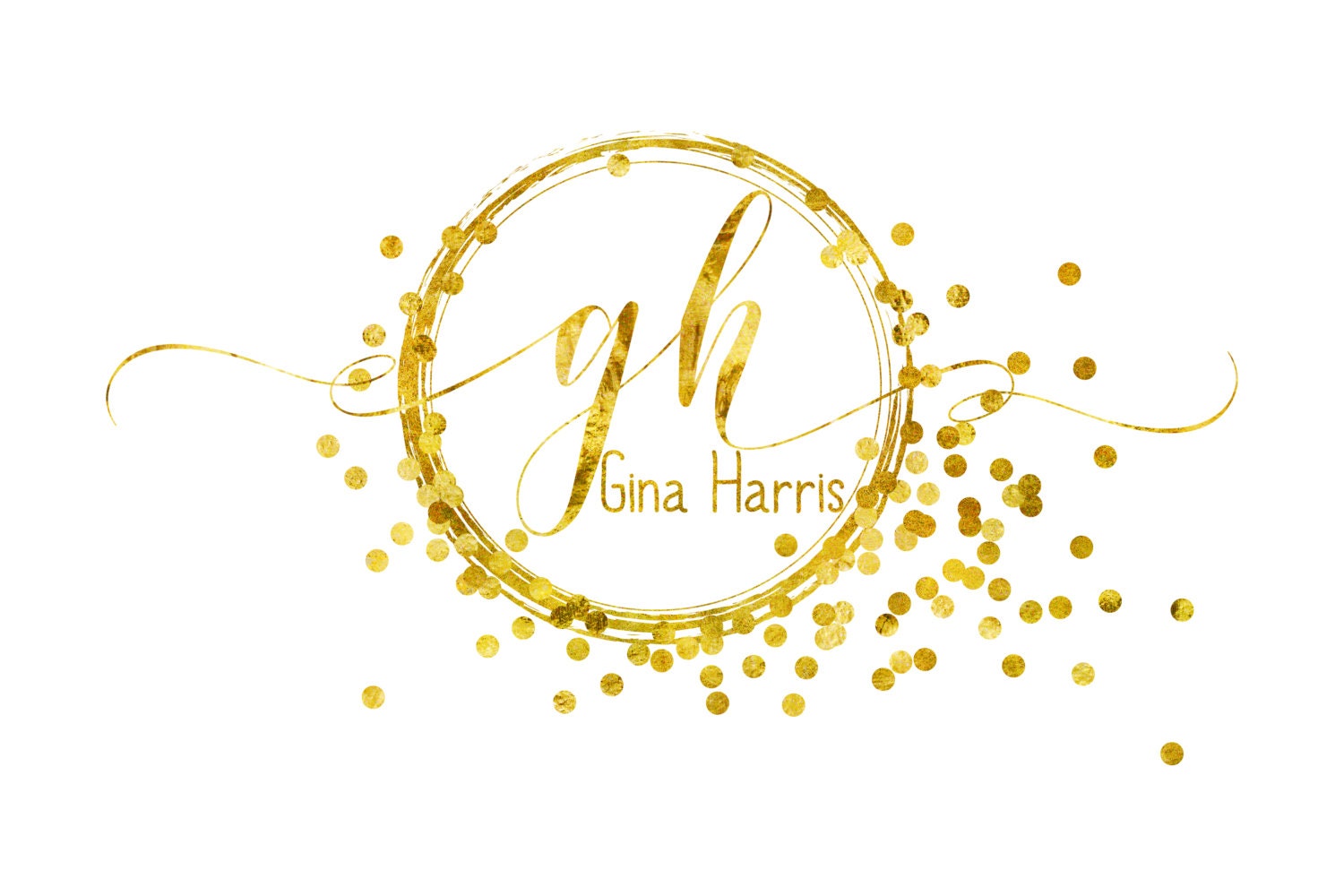 DIGITAL Custom Logo design gold glitter circle logo glitter 