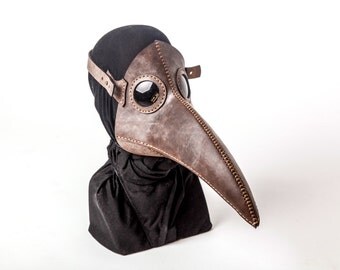Plague Doctor Mask Brown Leather Medieval Costume Cosplay