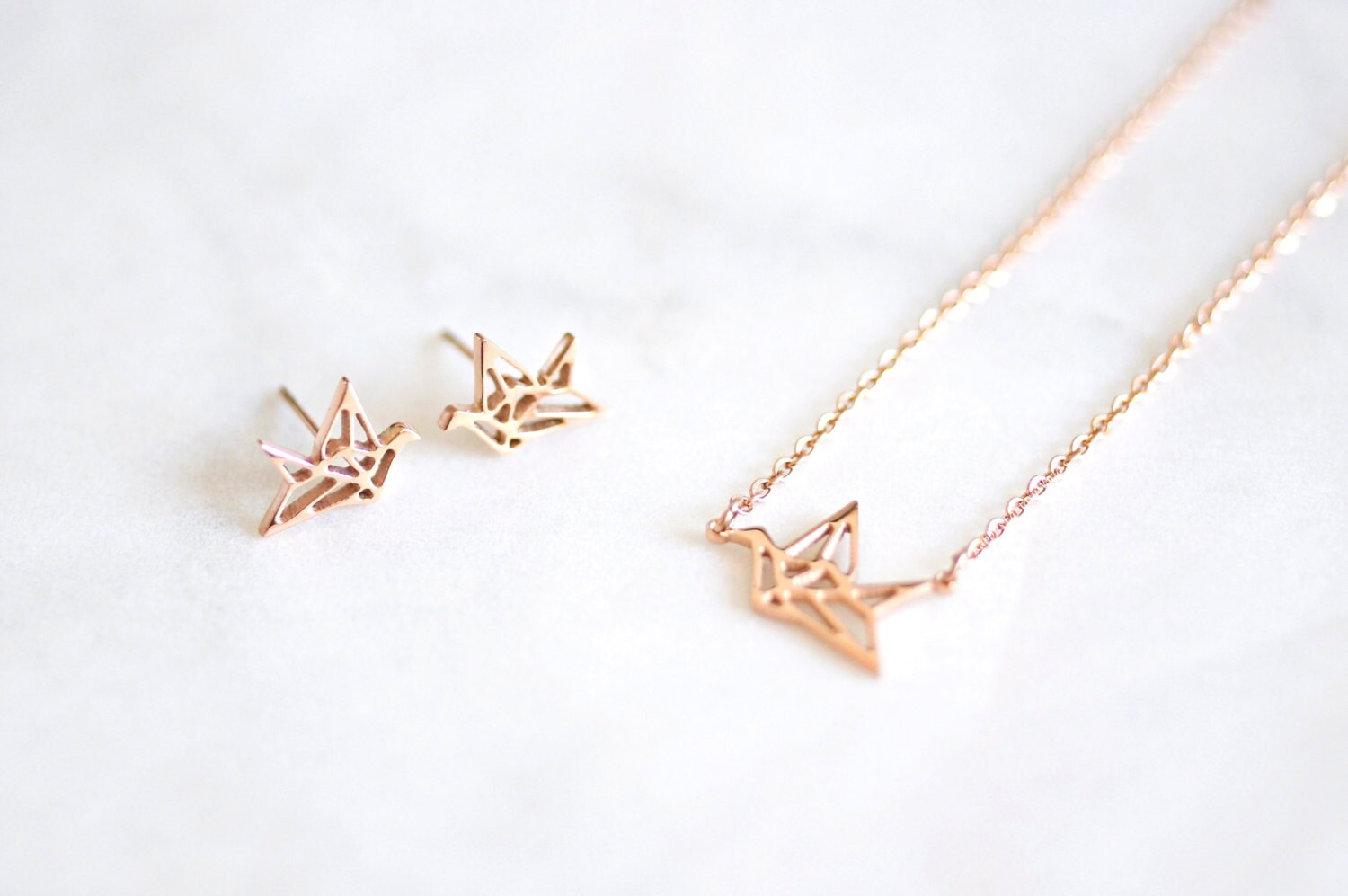 Origami Crane Necklace Origami Rose Gold Rose Gold