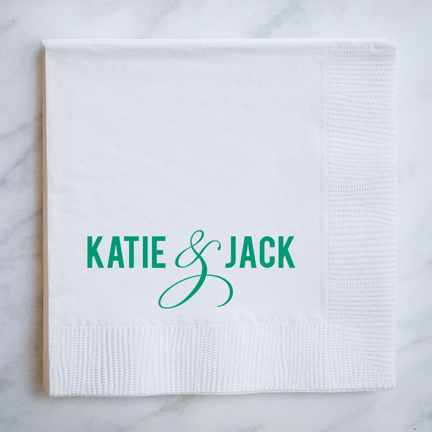 Personalized Beverage Napkins with Names Printed Cocktail