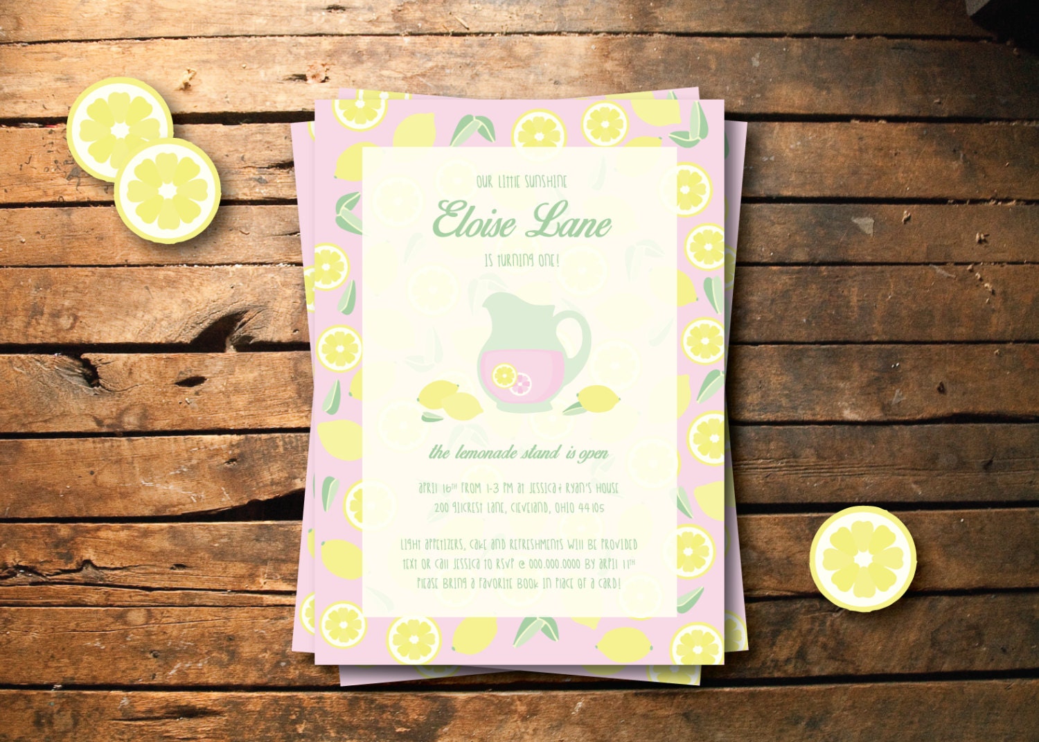 Pink Lemonade Themed Baby Shower Invitations 8