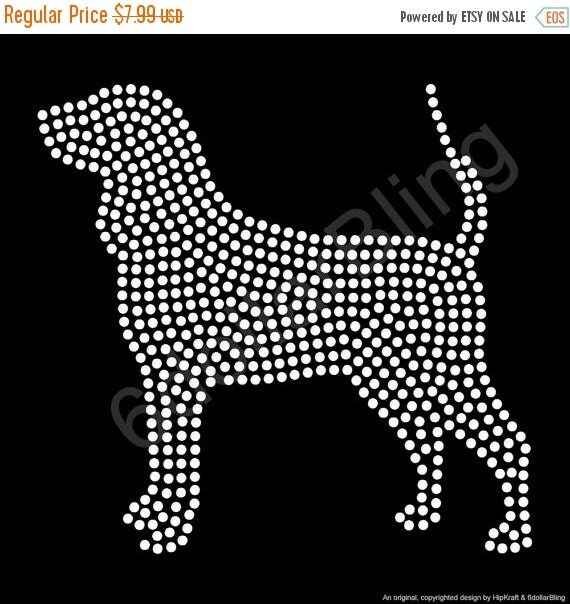 Sale Rhinestone Iron On Transfer Coonhound Dog by 6dollarBling