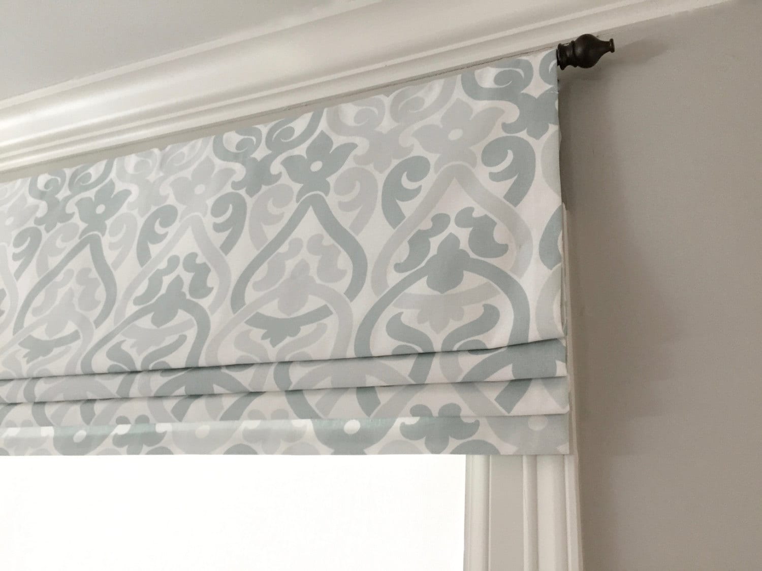 Faux fake flat roman shade valance. Custom by JaimeInteriors