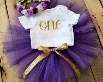 First Birthday Outfit Girl, Purple and Gold Girl, Purple Baby, Smash Cake Girl, 1st Birthday Girl Outfit, Girl First Birthday Outfit,Ribbon