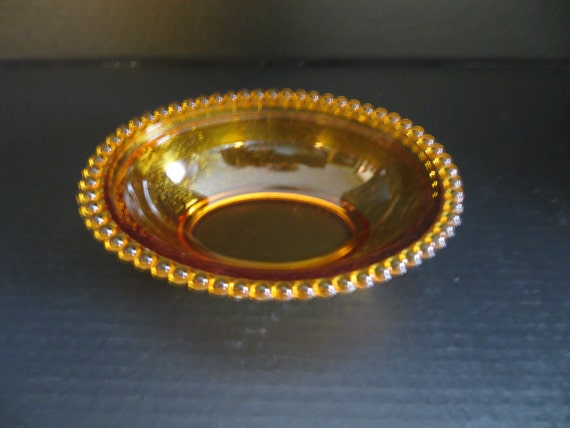 Nesting Hen Base, amber glass dish, Oval Candy Dish, vanity bowl 