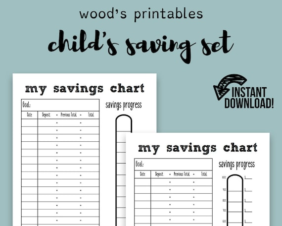 Childs Saving Set PDF Printable Savings Tracker Savings
