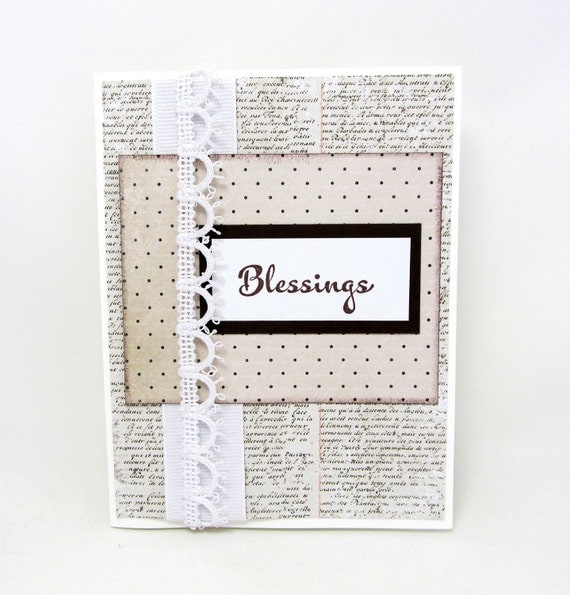 Blessings - Wedding Card - Engagement Card - Baptism Card - Religious Card - Brown and White - Vintage Style - Simple and Elegant