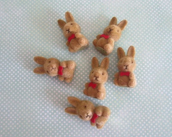 Vintage Flocked Bunnies Brown Vintage Flocked Bunnies
