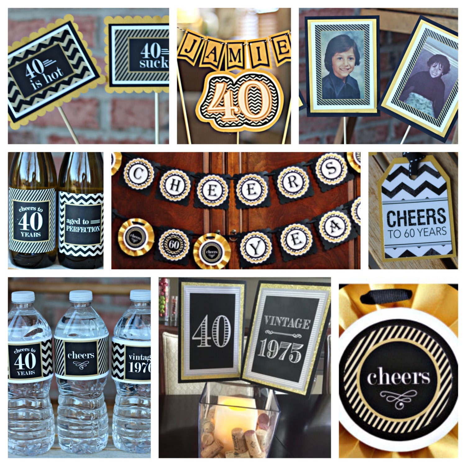 40th birthday Party Decorations. Boutique 9 piece party decor