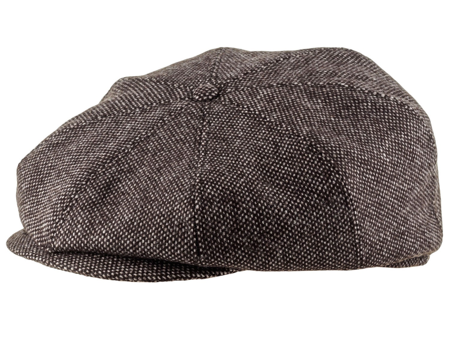 Peaky Blinders cap made of tweed wool brown / white