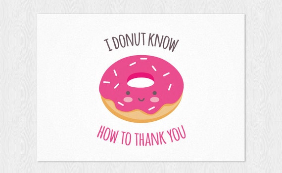 Thank You Card Donut Kawaii PDF DIY Printable A6 Cute Thank