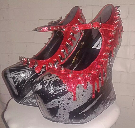 Zombie shoes horror shoes ladies shoes goth shoes spike