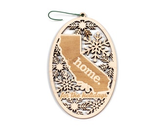 Engraved California Wood Christmas Ornament