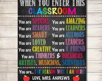 Personalized Printable Classroom Poster, Classroom Decor, Teacher Printable, When you Enter This Classroom Rules Sign, Custom Teacher Gifts
