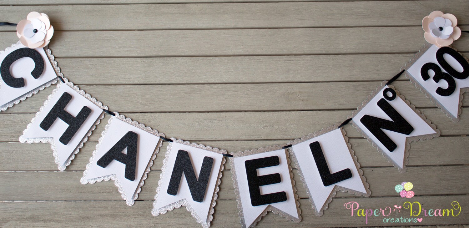 Chanel banner, Coco Chanel party birthday, coco chanel banner by