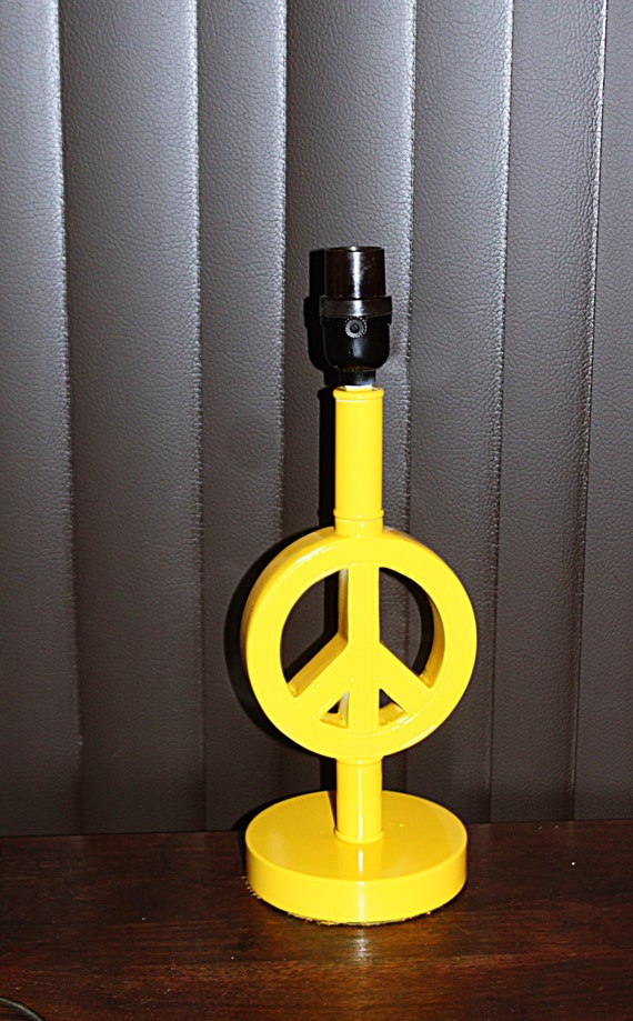 Items similar to Vintage Peace Table Lamp, Bright Yellow ...