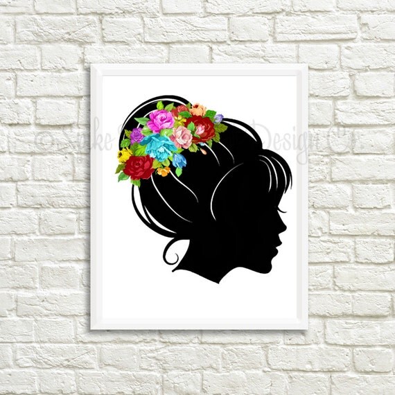 Flower Crown Printable // Silhouette Wall Decor // Flower