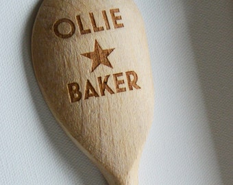 Personalised Great British Bake Off, Star Baker, Bake Off, Custom Wooden Spoons, Childrens Birthday, Mothers Day, House Gift, Baking Parties
