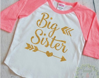 Big Sister Shirt Baby Announcement Shirt Girl Sibling Shirts by ...