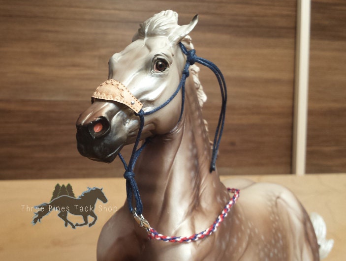 Tooled Bronc Noseband Rope Halter for Model Horses