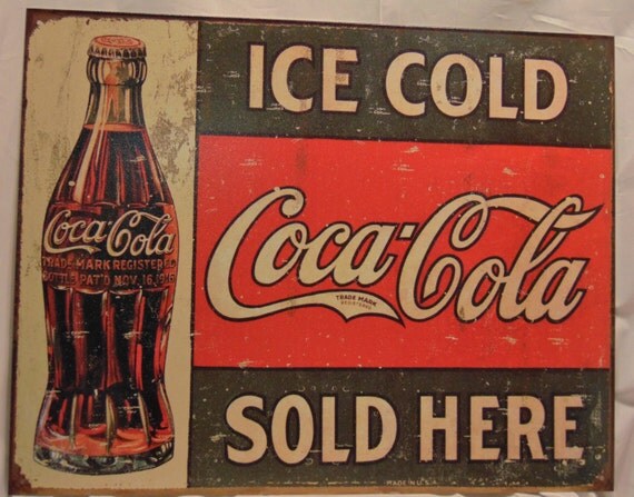 Coca Cola Tin Sign Advertising Reproduction by BirdiesNestAntiques